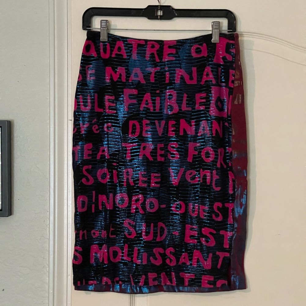 CUSTO Barcelona Vintage ‘90 Art Skirt with Metallic Reflective Pattern